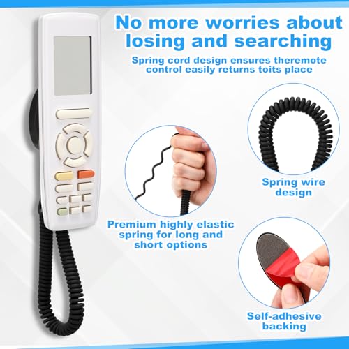 4 Pack 43 Inch Magnetic Remotes Control Holder with Spring Ropes Retractable Cord Remote Holder Wall Mount Anti-Loss Remote Control Leash Wall Mount for Projector TV Fan Couch, Bedside Table - size: 43 Inch