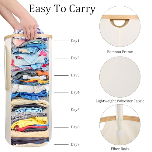 Laundry Hamper with Lid, 100L Clothes Hampers for Laundry with Bamboo Handles and A Removable Bag, Fordable laundry Basket with Lid for Bathroom, Bedroom, Dorm, Laundry Room - color: Beige, size: 100L