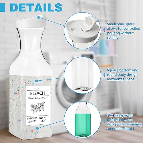 Laundry Detergent Dispenser Bottle 53oz with Label,4 Pack Liquid Laundry Dispenser,Plastic Detergent Dispenser for Laundry Room Organization and Storage,White Lid - color: White Lid