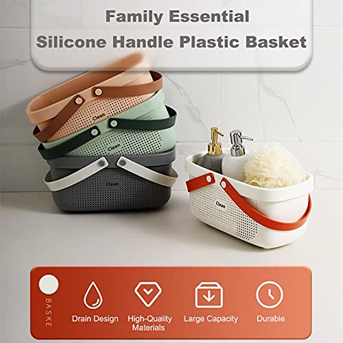 JiatuA Plastic Storage Basket with Handle Portable Shower Caddy Tote Organizer Basket Bin for Bathroom Kitchen Dorm Room Bedroom, Gray - color: Grey, size: Large