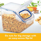 LocknLock Easy Essentials Food Lids (Flip-top) / Pantry Storage Containers, BPA Free, Top-10 Cup-for Snacks, Clear (Pack of 2) - size: 10.6 Cup (Pack of 2)