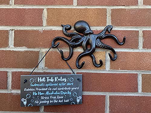Coat Hooks Wall Mounted Key Holder, Retro Octopus Towel Hooks for Bathrooms, Heavy Duty Wall Hooks Decorative- 2Pcs - color: Black 2Pack