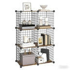 HOOBRO Wire Cube Storage Organizer, 6-Cube Shelves, Modular Shelves with Metal Grid, DIY Closet Cabinet for Living Room, Bedroom, Rustic Brown and Black BF06CW01 - size: 2 tier(25.2"H)
