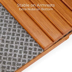 DETOR Couch Arm Tray with Spacious 12.4" x 5.4" Storage Box, Acacia Stained Bamboo Finish, Enhanced Non-Slip Felt Bottom, Sturdy Bamboo Slats, Fits Armrests 6" and Wider - color: Acacia Stained