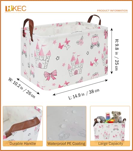 Rectangle Storage Basket with Handles,Collapsible Storage Bin,Books Box,Gift Basket(Pink Princess) - color: Pink Princess