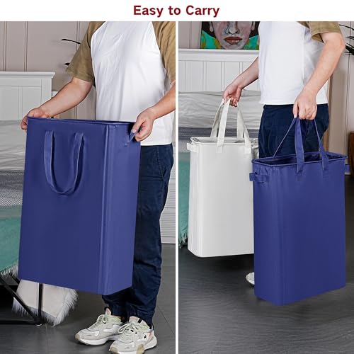 efluky Slim Laundry Basket, Narrow Laundry Hamper with Handles, Collapsible Dirty Clothes Hamper, Tall Laundry Bin for Laundry Room, Dorm and Bedroom, 12.7 Gallons(75L) Blue - color: Blue, size: 75L without Lid