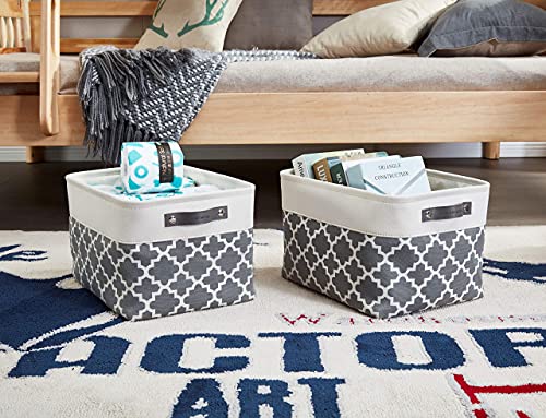 DECOMOMO Grey Storage Bins Fabric Storage Baskets for Shelves, Linen Closet Organization Toys Nursery (Grey Patterns, Large - 3 Pack) - color: Grey Pattern and White, size: Large/3P