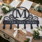 Metal Letter M Key Holder for Wall, Decorative Metal Key Holder Wall Mount, Key Hooks Coat Rack Monogram Wall Decor, Perfect for Bathroom, Living Room, Kitchen, Anniversary Housewarming Gift - style: M