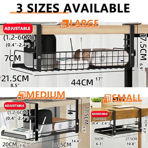 Under Desk Cable Management Tray Cord Wire Shelf Organizer (Medium) - size: Medium