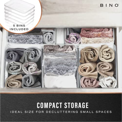 BINO | Plastic Storage Bins, X-Small - 5 Pack | THE LUCID COLLECTION | Multi-Use Built-In Handles BPA-Free Clear Storage Containers | Fridge Organizer | Pantry & Home Organization - size: 5PK - X-SMALL