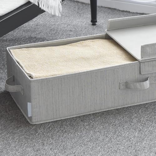 Under Bed Storage Bag with Flid-Top Lid, 1-Pack Blanket Storage Container for Clothes, Comforters & Seasonal Items, 30x12x6 .5 Inches, Gray - color: Grey