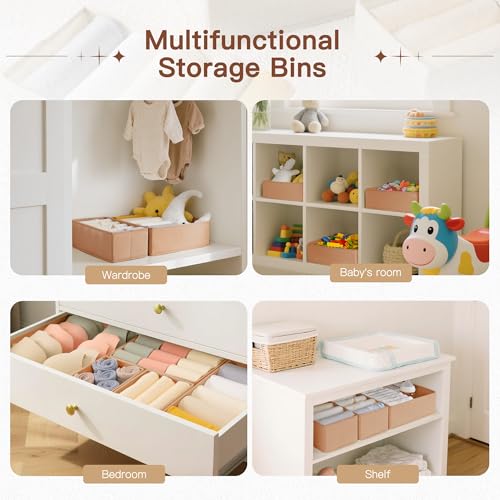 Criusia Drawer Organizer Clothes, 10 Pack Dresser Organizer for Baby Clothes, Underwear, Sock- Foldable Closet Organization and Storage Dividers Bins for Nursery, Bedroom (Brown) - color: Brown, size: 10PACK