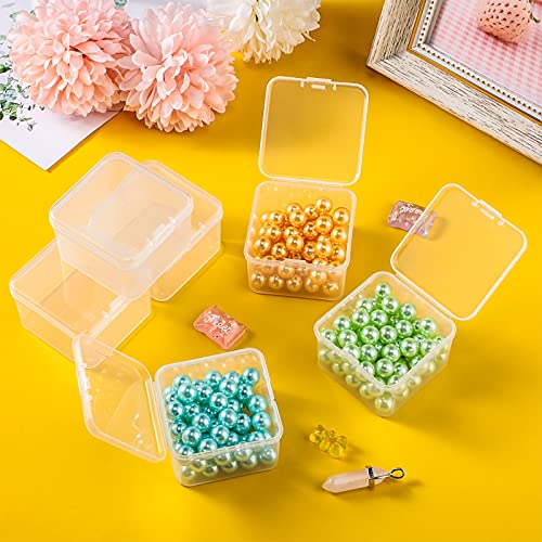 48 Packs Clear Small Plastic Containers Transparent Storage Box with Hinged Lid for Small Items Crafts Jewelry (2 x 2 x 1.4 Inches) - size: 2 x 2 x 1.4 in