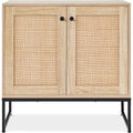 Best Choice Products 2-Door Rattan Storage Cabinet, Accent Furniture, Multifunctional Cupboard for Living Room, Hallway, Kitchen, Sideboard, Buffet Table w/Non-Scratch Foot Pads - Natural - color: Rattan, Natural