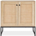 Best Choice Products 2-Door Rattan Storage Cabinet, Accent Furniture, Multifunctional Cupboard for Living Room, Hallway, Kitchen, Sideboard, Buffet Table w/Non-Scratch Foot Pads - Natural - color: Rattan, Natural