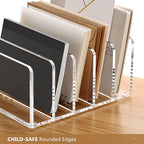SANRUI Acrylic Mail Organizer, 5 Compartments File Holder for Desk, Letter Sorter with Pen Holder, Clear Countertop Document Sorter for Notebooks, Bills & Eyeshadow Palettes - style: 5 Sections with Pen Holder