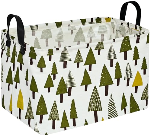 Rec Christmas Tree Print Box Hamper Storage Basket Collapsible Organizer Bin Gift Shelf Baskets for Home and Kitchen Storage - color: cute tree