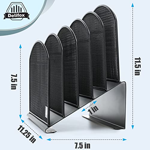 Delifox 2 Pack Inclined Desk File Organizer, 5 Slot Desktop File Folder Holder Document Holder Sorter Organization and Accessories for Office School Classroom - color: Black, size: 2Pack
