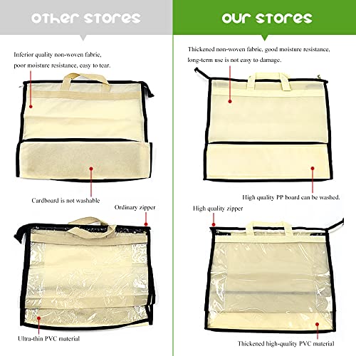5 PCS Hanging Handbag Storage Organizer Non-Woven Transparent Dust-proof Homewares Purse Wallet Closet Storage Bag with Zipper and Handle (M) - size: M