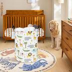 LANGYASHAN Laundry Basket Canvas Fabric Collapsible Organizer Basket for Storage Bin Toy Bins Gift Baskets Bedroom Clothes Children Nursery Hamper (Animal) - color: Animal