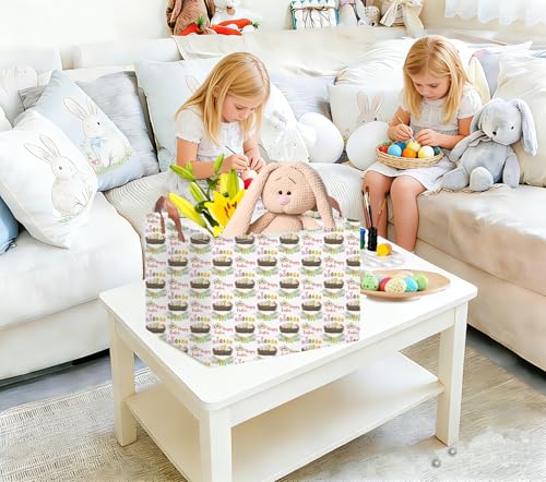 NTAOHAMPER Rectangular Easter Eggs Basket Empty,Toys Storage Bin with Handles,Room Decor,Gift Basket(Garland Easter Egg) - color: Garland Easter Egg