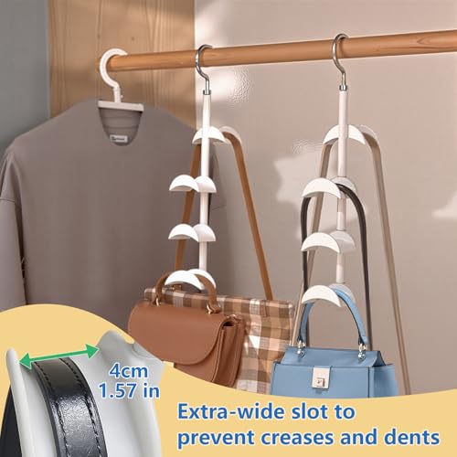 Purse Hanger Organizer for Closet, Hanging Bag Holder, with 4 Hooks, Hanging Organizer for Handbag Keeping Purses, Storage Hook Backpack Rack Space Saving Hanger (1 Pack) - size: 1 pack