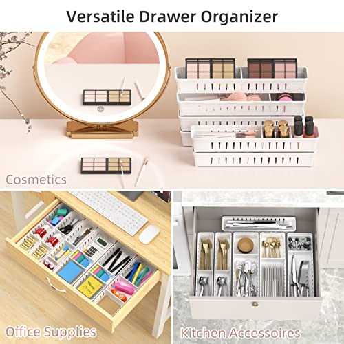 6 PCS Desk Drawer Organizer, Bathroom Drawer Organizer Trays with Dividers Adjustable, Makeup Organizer Bins for Vanity Clothes Junk Kitchen Utensil - style: Organize