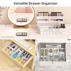 6 PCS Desk Drawer Organizer, Bathroom Drawer Organizer Trays with Dividers Adjustable, Makeup Organizer Bins for Vanity Clothes Junk Kitchen Utensil - style: Organize