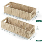 dreamkey Set of 2 Wicker Toilet Paper Storage Baskets, Hand-Woven Paper Rope Bathroom Organizer for Toilet Tank Top & Countertop, Decorative Nesting Baskets with Handles, Beige - style: Paper Rope