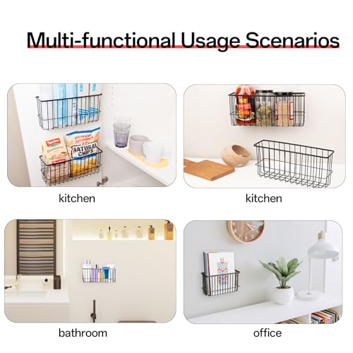 2 Piece Kitchen Cabinet Door Storage Box, Lid Organizers Inside Cabinet, Self Adhesive Wall Mounted Storage Box for Kitchen/Wardrobe/Bathroom, Black - color: Black