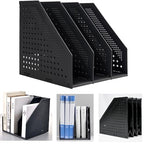 Marte Vanci Collapsible 3 Compartment Magazine Holder Desktop Organiser Adjustable Sturdy File Dividers Document Cabinet Rack Display (Black) - color: Black 3 Compartments