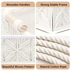 Nonam Macrame Storage Baskets, Boho Decor Style Woven Storage Boxes for Home Organization, Toilet Tank Shelf Cabinet Organizer Baskets,Set of 2 - White