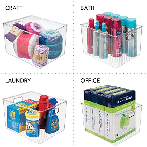 mDesign Plastic Storage Organizer Container Bin for Kitchen Organization in Pantry, Cabinet, Countertop Fridge, Refrigerator, and Freezer - Hold Food, Drink, or Snacks, Ligne Collection, 4 Pack, Clear - size: 12 x 10 x 8 (Pack of 4)