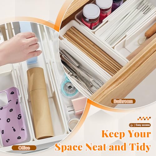 Expandable Drawer Organizer for Deep Kitchen Drawers, Adjustable Sliding Tray for Kitchen Utensils, Cooking Tools and Small Accessories