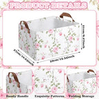 Boao 3 Pcs Pink Hydrangea Foldable Storage Baskets Pink Flower Laundry Basket with Handles Waterproof Storage Bins Fabric Shelf Baskets for Organizing Closet Clothes - style: Pink Floral