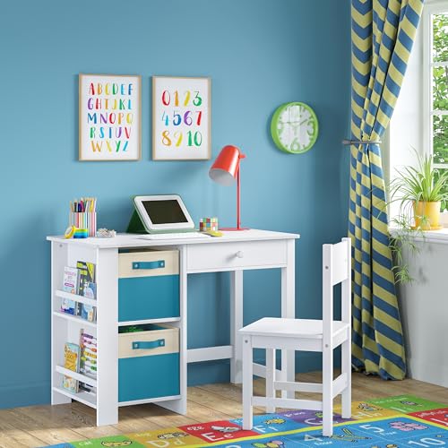 RiverRidge Kids storage bins - 10.5 Cube Storage Organizer with Handles - Turquoise Two-Tone closet organizers and storage for Toys, Shoes & More – Fits RiverRidge Cabinets - color: Turquoise