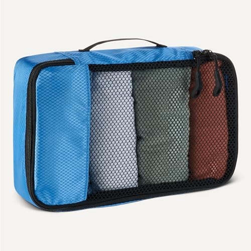 Amazon Essentials 4-Piece Space-Saving Packing Cubes Travel Accessories Set, Suitcase Organizer with Double Zipper, Mesh Top, Small, Sky Blue (Previously Amazon Basics) - color: Sky Blue, size: 4 x Small