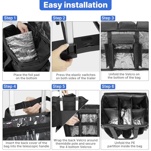 LIWSHWZ Rolling Cleaning Caddy Bag with Detachable Trolley & Lid,for Cleaning Supplies Organizer,Portable Large Cleaning Bag with Wheels for Housekeepers,with Shoulder Strap and Thickened Trailer Leg