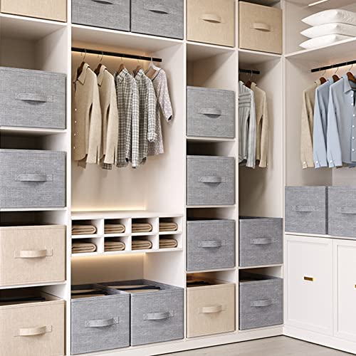 BOMKEE Collapsible Sorage Bins, Storage Cubes Baskets Collapsible Fabric Storage Boxes with Handles for Home and Office (Set of 4, Grey, 15.4 x 11.4 x 7.91inch) - color: Grey, size: 15.4x11.4x7.9inch