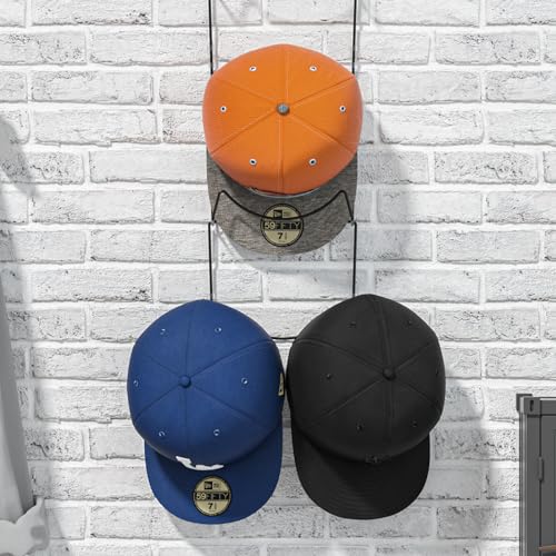 LINFIDITE 10 Pack Hat Rack Hanger Holder Organizer Flexible Multi Hook Wall Mounted Over Door Baseball Cap Display Storage Rack Cap Holder, Closet HangingStorage Rack w Hanging Hook Black - color: 10pcs Black, size: Square Ring