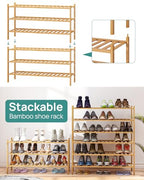 viewcare 3-Tier Long Shoe Rack, Bamboo Wood Shoe Rack for Closet, Entryway & Hallway, Stackable | Beautiful | Functional | Sturdy - color: Natural Bamboo, size: 3-Tier Long