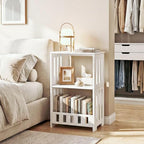 HAYOFAMY 3 Tier Side Table Night Stand, Narrow End Table with Display Shelf, Small Bookcase Bookshelf, Simple Bedside Table Storage Rack for Bedroom, Living Room, Office, Bathroom, White