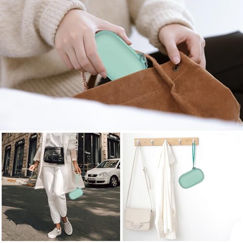 Portable 2 in 1 Contact Lens Case and Glasses Case, Traveling Contact Cases Bag Box Holder with Soak Storage Kit Included Built-in Mirror, Tweezer, Contact Lens Solution Bottle and Hand Strap-Green - color: Green