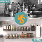 DTUQYX Spice Rack Wall Mounted 6 Pack: 100% Metal & Strong Adhesive Spice Organization for Kitchen Cabinet/Pantry Door, No Drill Hanging Seasoning Organizer with Paper Towel Holder, Utensil Caddy - style: No Drill Wall Mount Version