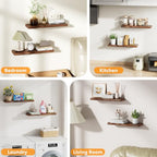 Solid Wood Live Edge Floating Shelves Set of 2 – 24" Rustic Wall Shelf with Hidden Bracket System, Wall Mounted Shelves for Bathroom, Kitchen, Living Room, Bedroom (Glazed Walnut) - color: Glazed Walnut, size: 24 inch - 2pcs