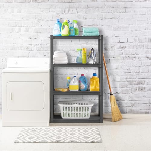 Sterilite 4 Shelf Unit, Heavy-Duty Shelving Storage and Utility Rack - Standing Plastic Organizer Shelves for Kitchen, Bathroom, and Garage - size: 4-Shelf, style: 1 Pack