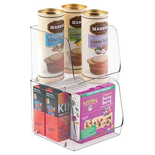 mDesign Modern Stackable Plastic Open Front Dip Storage Organizer Bin Basket for Kitchen Organization - Ligne Collection - 2 Pack - Clear - size: 7.75 x 7.75 x 6.25 (Pack of 2)