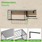 VITVITI Toilet Paper Holder with Shelf, Wall Mounted Toilet Paper Storage Basket, Wood Metal Toilet Roll and Wipes Holder for Bathroom Farmhouse (Gray) - color: Gray
