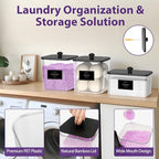 COAZEX 2+1 Pack Clear Laundry Pods Container & Dryer Sheet Holder, Plastic Square Laundry Room Organization and Storage Jars with Black Lids, Scoops & Labels for Detergent, Powder, Dryer Balls - color: 2+1 Pack