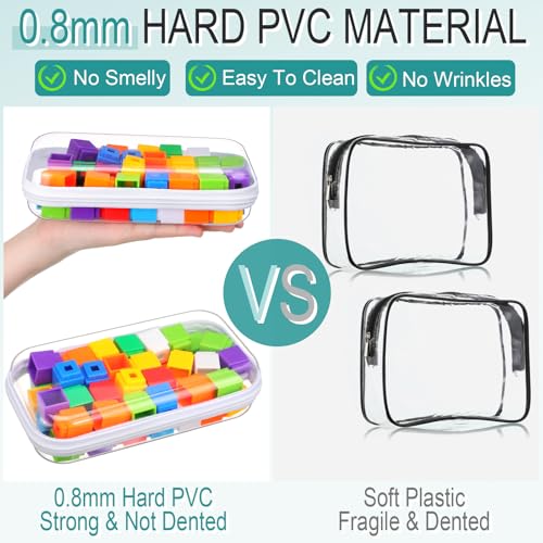 Sanwuta 6 Pcs Clear Hard Zipper Case Plastic Zipper Pouches Transparent Makeup Bag Pencil Case Pouches Toiletry Diaper Bag for Travel Toy Storage Organizer Bins(White,7.48 x 3.94 x 2 Inch) - color: White, size: 7.48 x 3.94 x 2 Inch